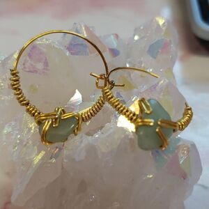 Adventurine Handcrafted Earings Goldtone Wire